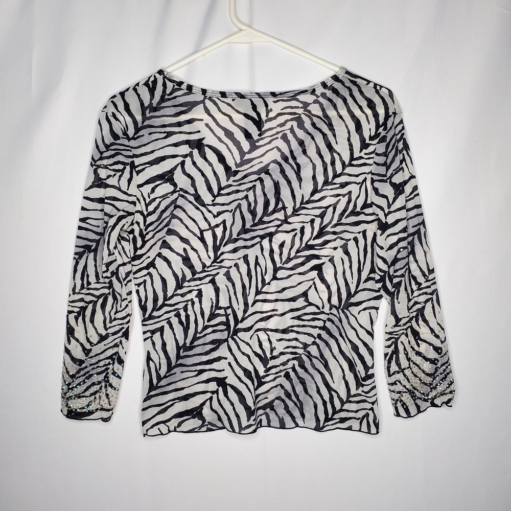 Vtg 90s Express Mesh Top‎ Women Large Zebra Sparkle Bratz Grunge Baddie Y2K - Picture 2 of 8